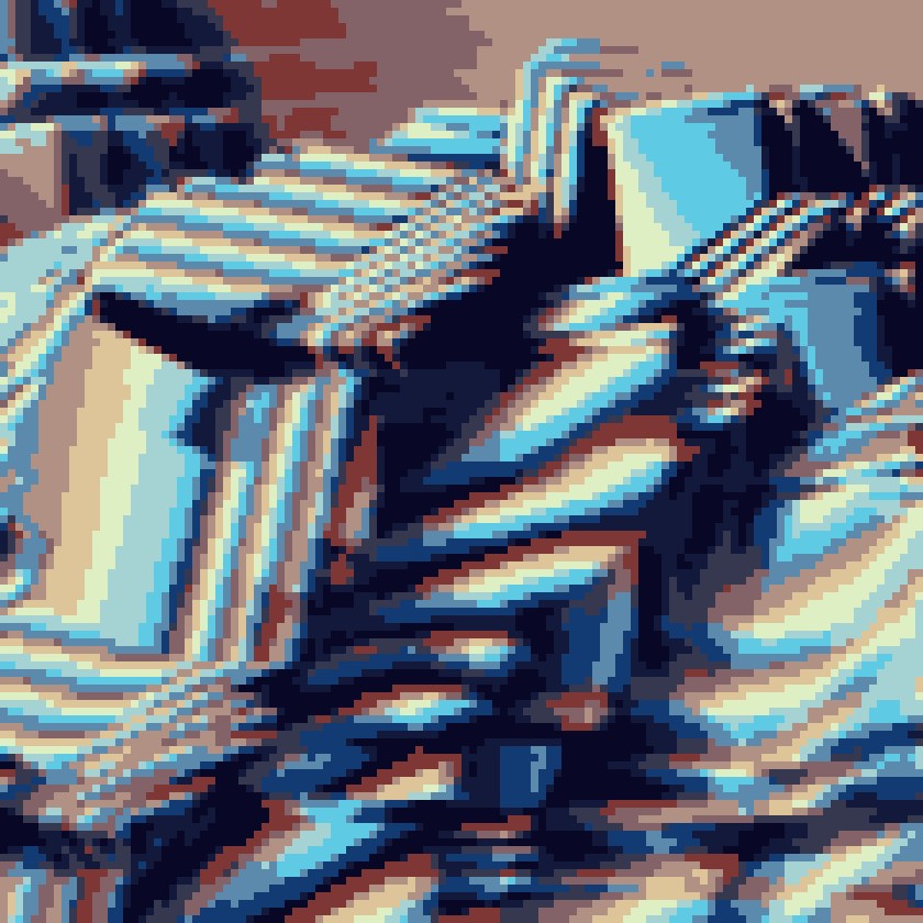 YADA — a Scry render reduced to a four-tone dithered pixel image